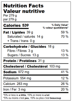 Nutritional information for Deconstructed Cheeseburger Salad