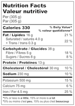 Nutritional information for Braised Beef Brisket Entree