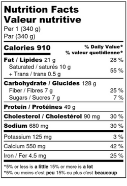 Nutritional information for Blackened Chicken Mac & Cheese